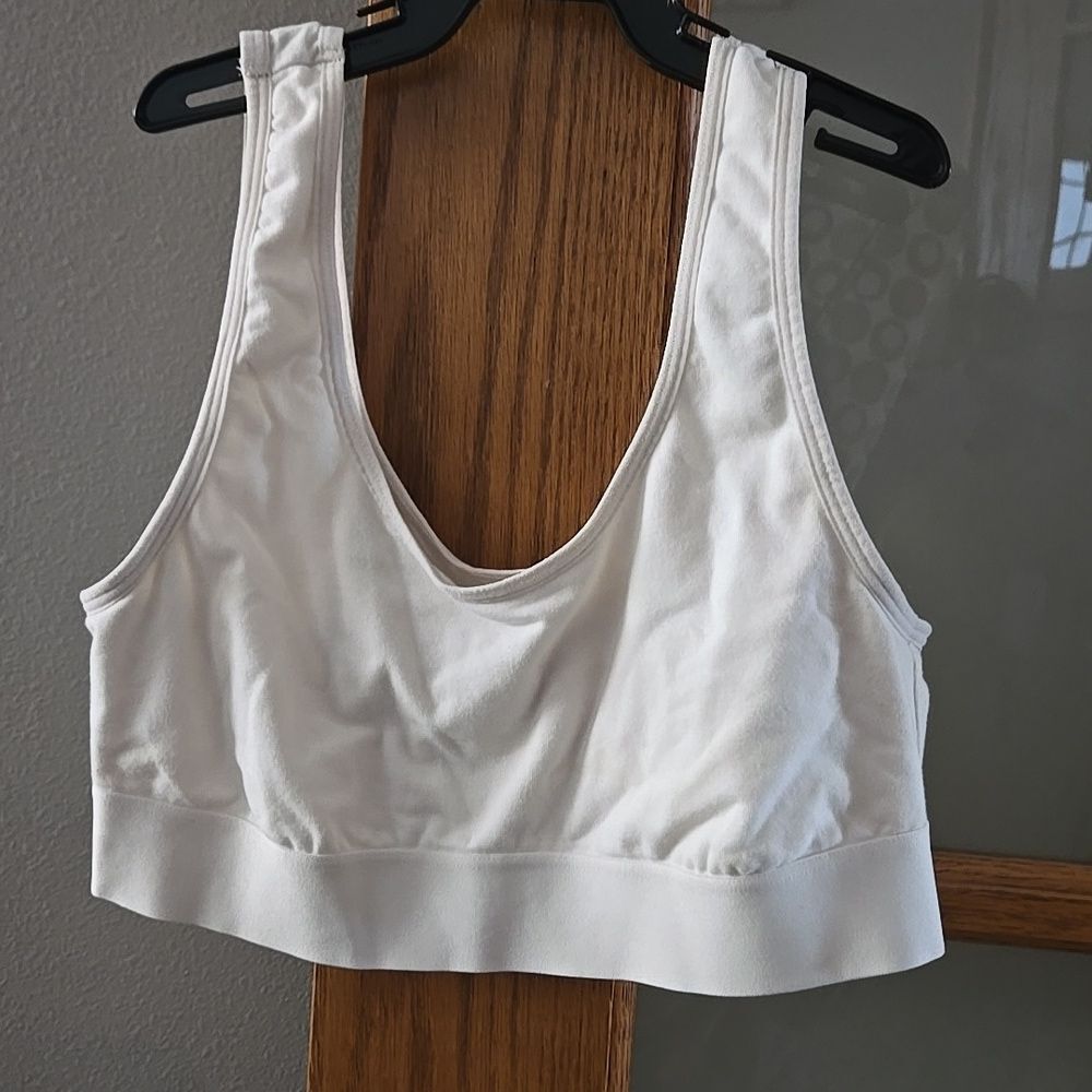 Auden Womens Cotton Stretch Unlined Scoop Bralette White - Picture 5 of 12